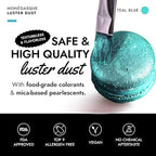 MONÉGASQUE Teal Blue Edible Glitter for Drinks 15g – Halloween Edible Glitter for Cakes & Cocktails – Cocktail, Cake, & Cupcake Luster Dust Spray – Teal Food Coloring & Drink Decorations Sprinkles