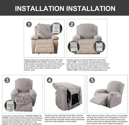 Genina Recliner Chair Covers, Stretch Reclining Chair Cover, Recliner Sofa - Image 6