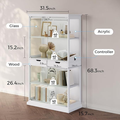 Jocoevol Display Cabinet with 4 Glass Doors, 4-Tier Modern Glass Display Case - Image 2
