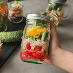 DISCOUNT PROMOS 10 Decorating Mason Jars Set, 12 oz. - Canning, Aluminum Lid - Green
