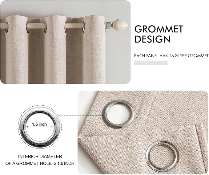 MIULEE 100% Blackout Linen Curtains - Image 4