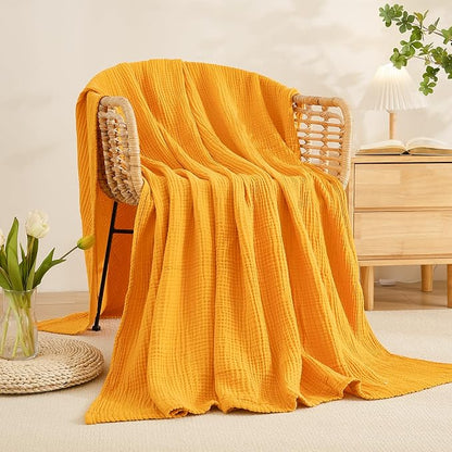 EMME Muslin Blankets for Adults Throw Blanket for Couch Breathable Gauze Soft - Image 5