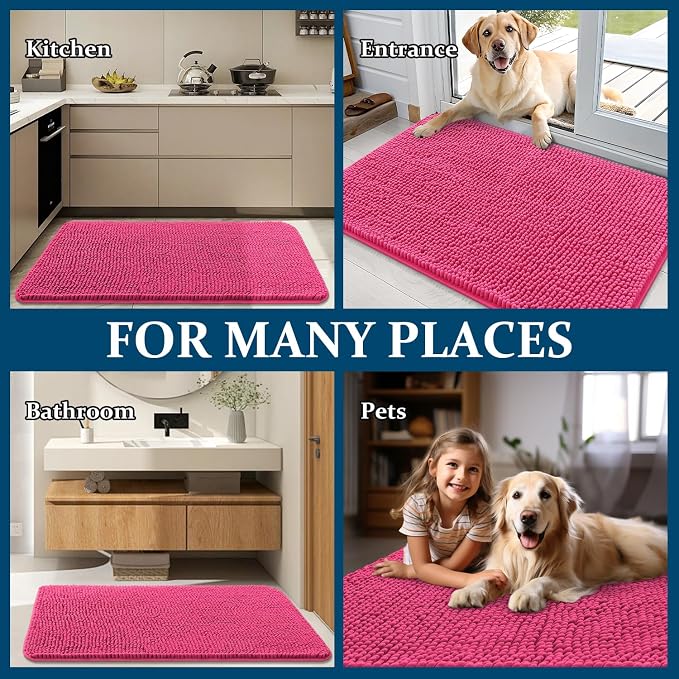 OLANLY Dog Door Mat for Muddy Paws 32x20, Super Absorbent Chenille Mud Mat | - Image 8