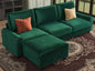 EASE MOOSE Large Seat Velvet L-Shaped Sofa, Soft 4 Seat Couch by EASEMOOSE