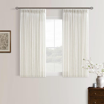 45 Inch Natural Pinch Pleated Linen Semi Sheer Curtains 50Wx45L 2 Panels | by Twodrapes