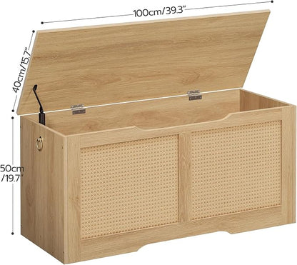 HOOBRO Storage Bench, 39.3" Toy Box, Rattan-Like Storage Chest, Sturdy Entryway - Image 3