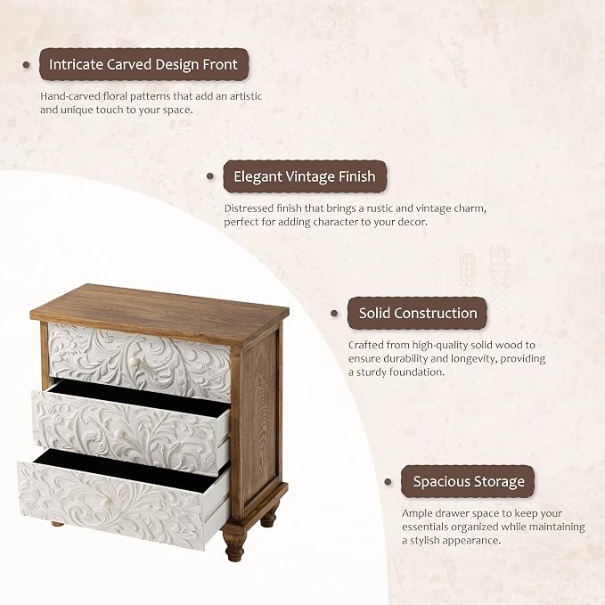 3 Drawer Farmhouse Dresser - Image 4
