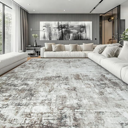 Aelenmu 10x14 Area Rugs for Living Room Dining Room Washable Brown Grey | Soft - Image 2