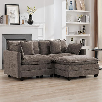 76″ Cloud Deep Seat Loveseat, Upholstered Chenille Modular 2-Seat Sectional - Image 7