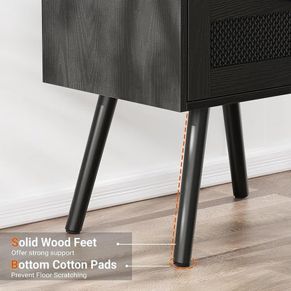 SUPERJARE Nightstand with Charging Station, Bedside Table with Texilene Surface - Image 6