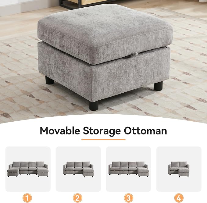 WUTUTUEE 25”Square Storage Ottoman Module - Image 5