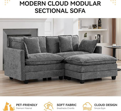 76'' Cloud Deep Seat Loveseat Sofa, Upholstered Chenille Modular 2-Seats - Image 7