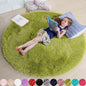 Amdrebio Grass Green Round Fluffy Kids Rug 5Ft by Amdrebio