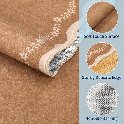 GarveeHome Round Area Rug 5ft Scalloped Washable Circle Rug - Image 5