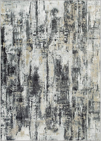 8x10 Area Rugs for Living Room: Washable Abstract Black Grey Gold Carpet | - Image 2