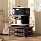 Coffee Pod Drawer K Cups Organizer 2-Tier Coffee Pod Storage Holder with Drawer Baskets 72 Capacity Coffee Capsule Storage Organizer Drawer, Industrial Brown and Black