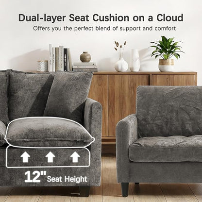 Loveseat Sofa, Comfy Chenille Small Couch - Image 4
