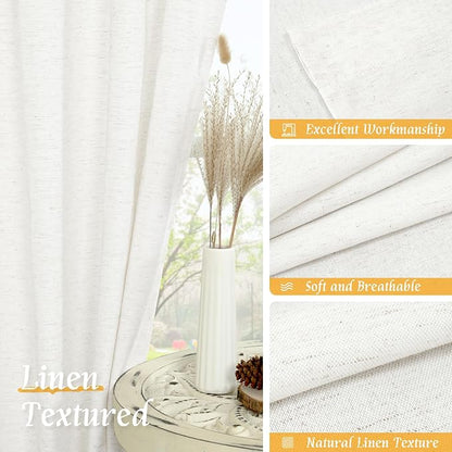 Ivory White Linen Curtains 48 Inch Length - Image 7