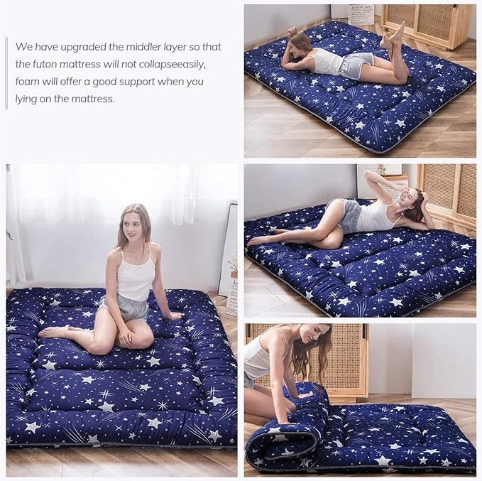MAXYOYO Navy Starry Sky Japanese Floor Futon Mattress, Tatami Floor Mat - Image 6