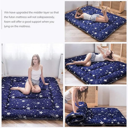 MAXYOYO Navy Starry Sky Japanese Floor Futon Mattress, Tatami Floor Mat - Image 6
