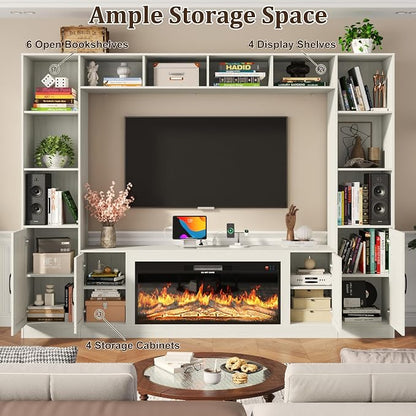 103" Fireplace TV Stand with 40" Electric Fireplace, Farmhouse TV Stand with - Image 6
