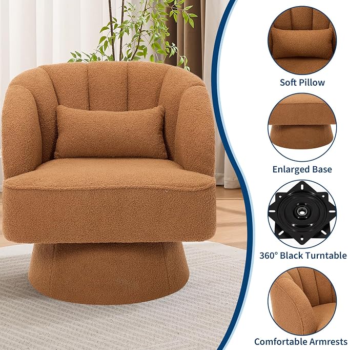 Garvee Ultra-Plush Swivel Accent Chair, 360° Barrel Lounge Chair - Image 5