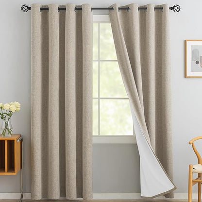 Yakamok Natural Linen Textured Curtains 90 Inches Long by Yakamok