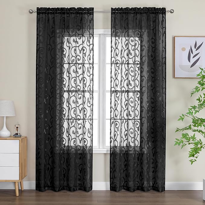 Furman Extra Long Sheer Curtains 96 inches Long by OWENIE