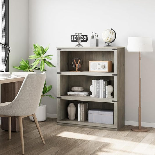 GarveeHome 3 Tier Farmhouse Bookcase, 39.9 in Tall Book Shelf by GarveeHome