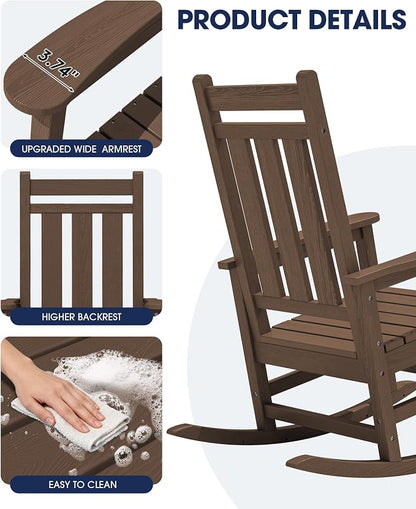 KINGYES Oversized Outdoor Rocking Chair, All-Weather Patio Rocking Chairs - Image 7