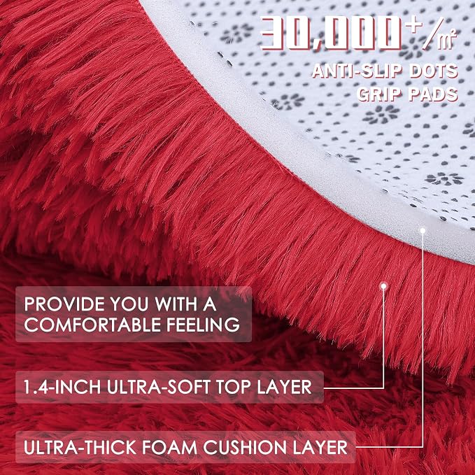 OLANLY Red Round Rugs for Bedroom - Image 7