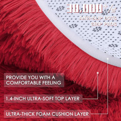OLANLY Red Round Rugs for Bedroom - Image 7