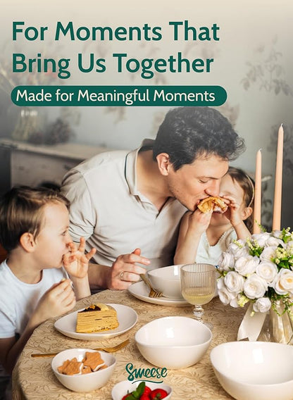 Sweese 18 oz Medium White Porcelain Bowls - Set of 6 Cereal, Soup, Rice & Salad Bowls, Ceramic Serving Bowls for Everyday Use