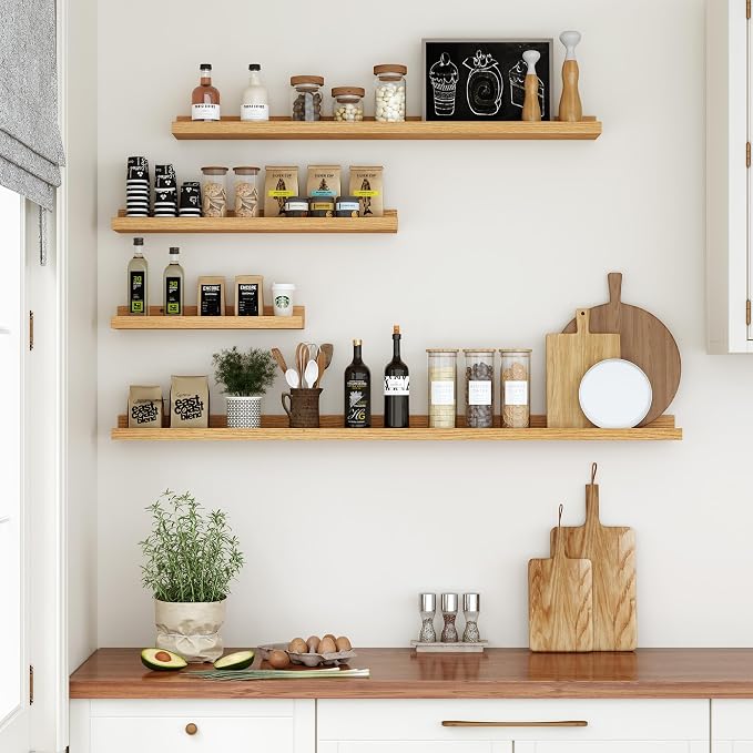 Floating Shelves for Wall, 48 inch Wood Floating Shelves Set of 2, Picture - Image 2