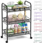 TOOLF 3-Tier Metal Rolling Cart, Mesh Wire Easy Assemble Utility Cart, Storage by TOOLF