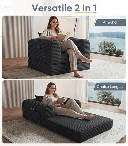 SYFERLORY Versatile 2 in1 Armchair Accent Chair Couch Convertible Boneless - Image 4