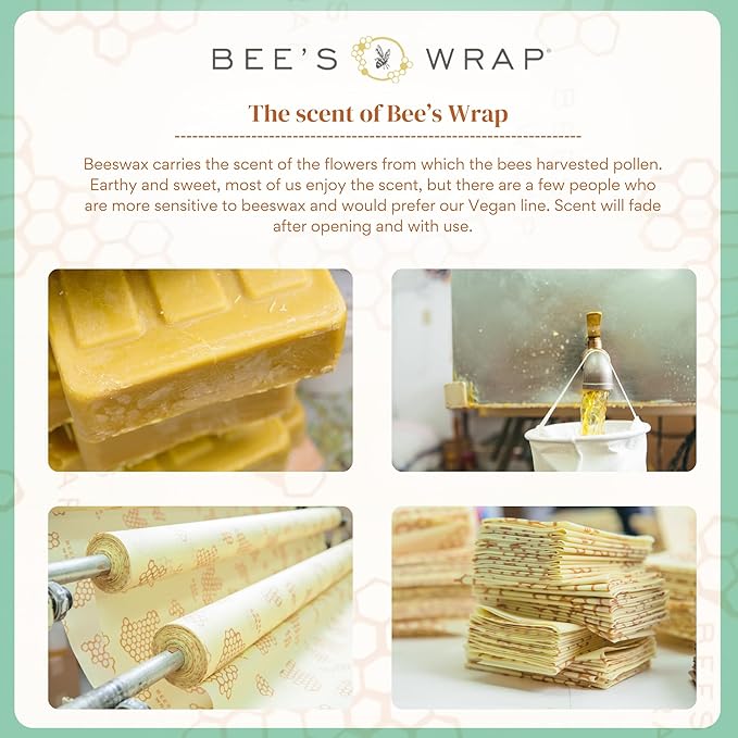 Bee's Wrap Beeswax Wraps for Food - Made in USA Reusable & Organic Food Wraps, Sandwich Wrap & Bowl Covers - Eco-Friendly Alternative to Aluminum Foil, Seasons Greetings 3 Pack (S, M, L)
