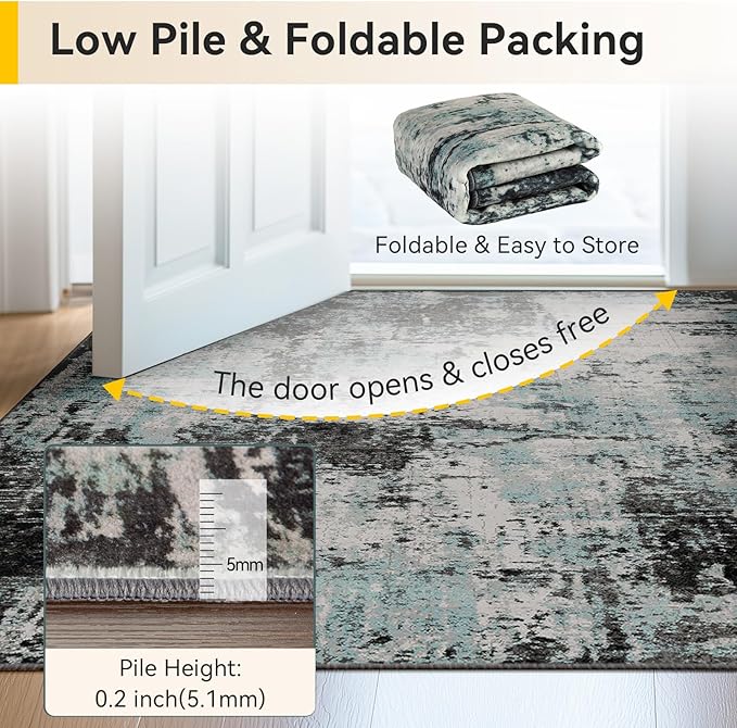 RELEANY Washable 9'x12' Abstract Area Rug - Image 6