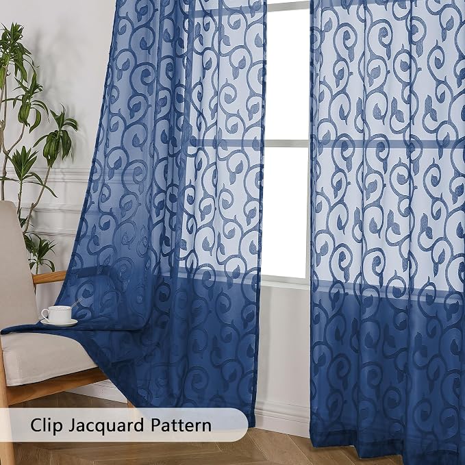 Furman Blue Sheer Curtains 84 inches Long - Image 3