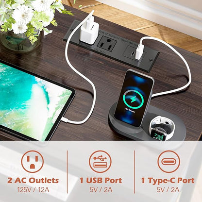 SUPERJARE Nightstand with Charging Station, Bed Side Table with Adjustable - Image 6