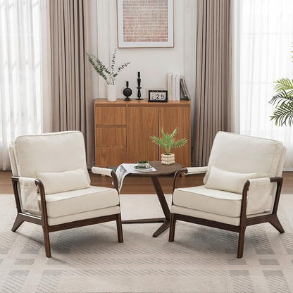 Mid Century Modern Chair Set of 2, Upholstered Lounge Arm Chair by Unknown