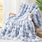 Luxury 1000GSM Faux Rabbit Fur Throw Blanket, Super Heavy Warm Cozy Grey by TOUCHAT