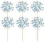 Gyufise 30Pcs Foil Firework Cupcake Toppers Sparkle Tinsel Cake Toppers Tinsel Drink Cake Decoration Cocktail Picks for Birthday Wedding Graduation Party Supplies Laser White