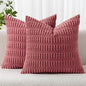 MIULEE Corduroy Decorative Throw Pillow Covers 16x16 Crimson Pack of 2 | Soft by MIULEE