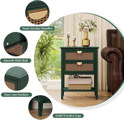 22" Green Accent Side Cabinet, Boho Storage Cabinet - Image 5