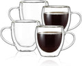 CNGLASS 5oz Espresso Mugs (Set of 4),Double Wall Insulated Glass Coffee Mugs with Handle,Espresso Shot Glasses,Clear Expresso Coffee Cups…