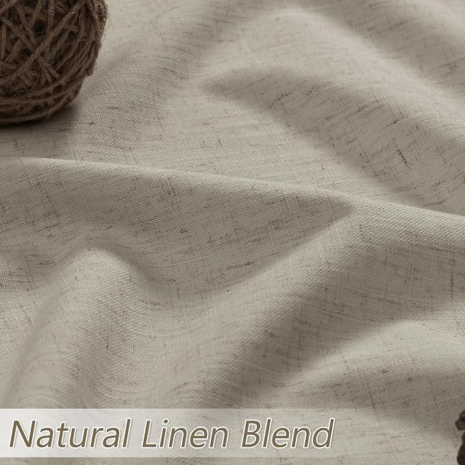 100% Blackout Linen Curtains for Bedroom 84 inches Long, Thermal Insulated Room - Image 3