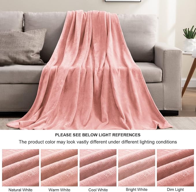 BEDELITE Fleece Blanket Soft Plush King Size Bed Blanket Pink 108"x90" | Ultra - Image 4