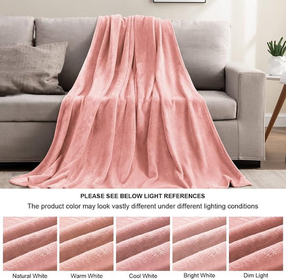 BEDELITE Fleece Blanket Soft Plush Queen Size Bed Blanket Pink 90"x90" | Ultra - Image 4