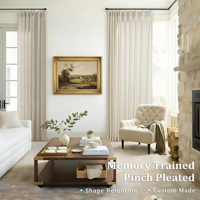 Greige Linen Curtains 96 Inches Long Memory Trained Pinch Pleated | Greyish - Image 6